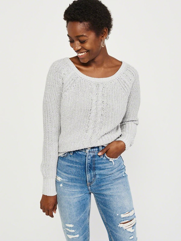 Cable knitted neck sweater